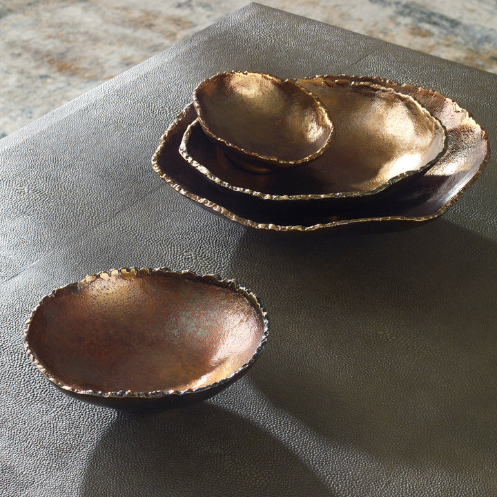 Uttermost Lucky Coins Brass Wall Bowls, S/4