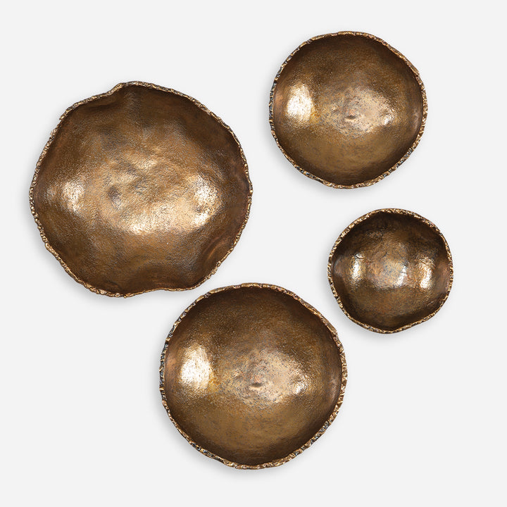 Uttermost Lucky Coins Brass Wall Bowls, S/4