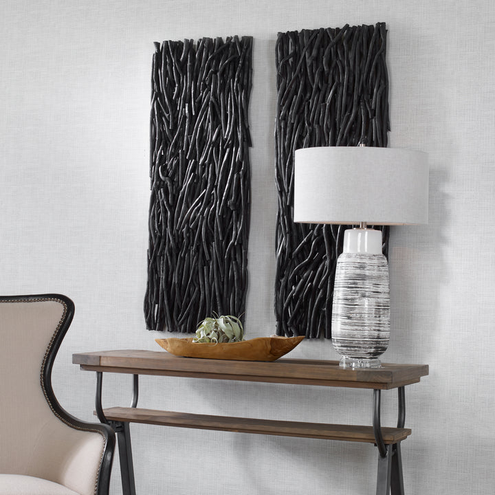 Uttermost Gathered Teak Black Wood Wall Decor