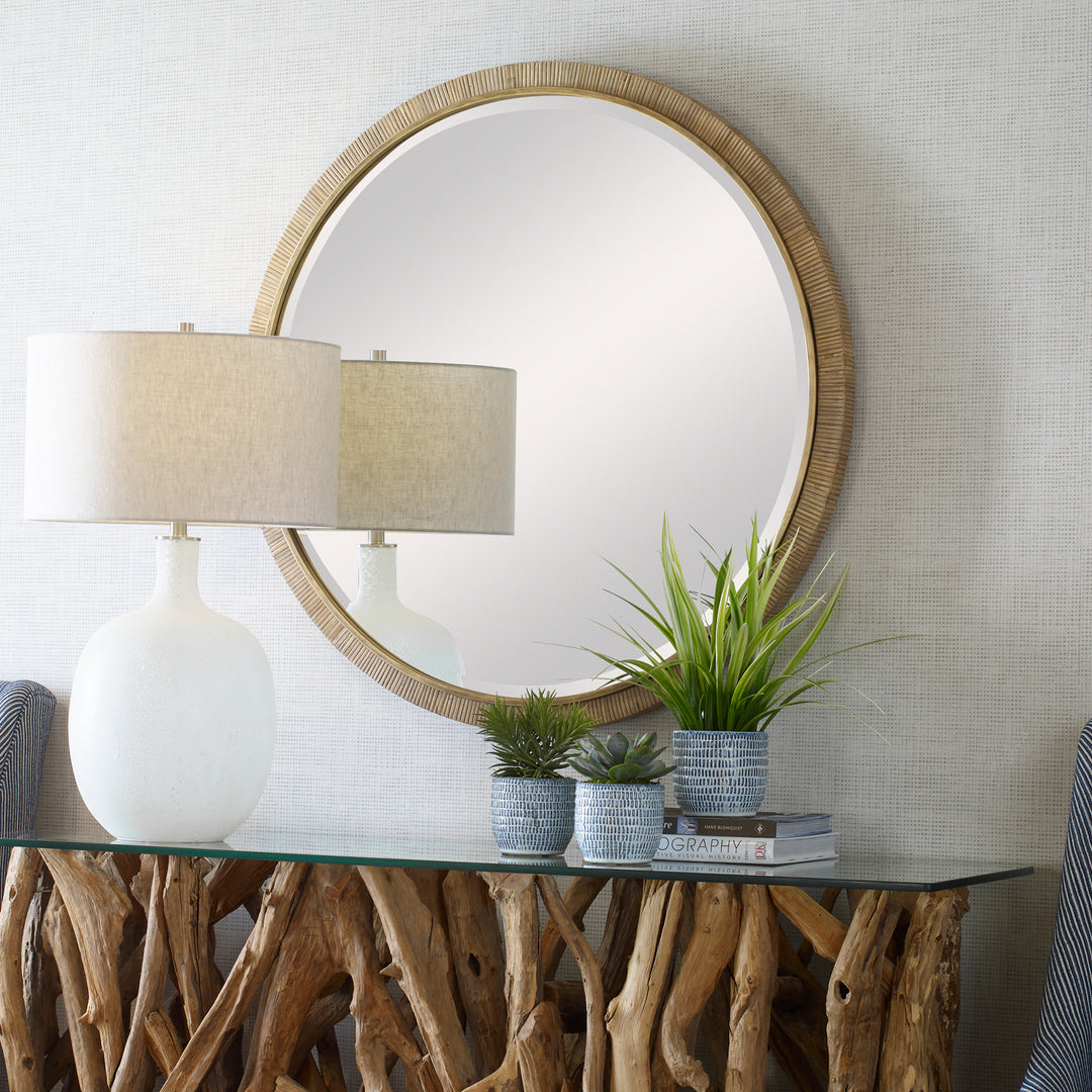 Uttermost Paradise Round Rattan Mirror