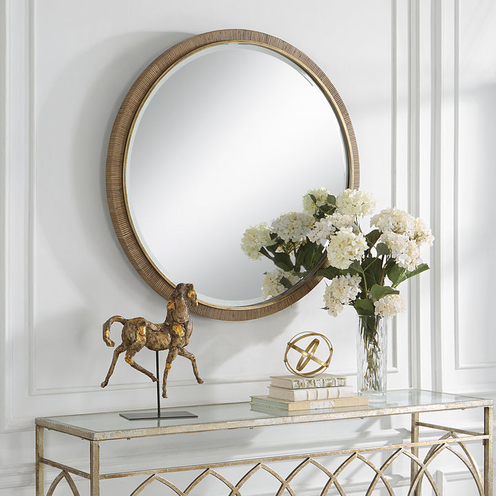 Uttermost Paradise Round Rattan Mirror