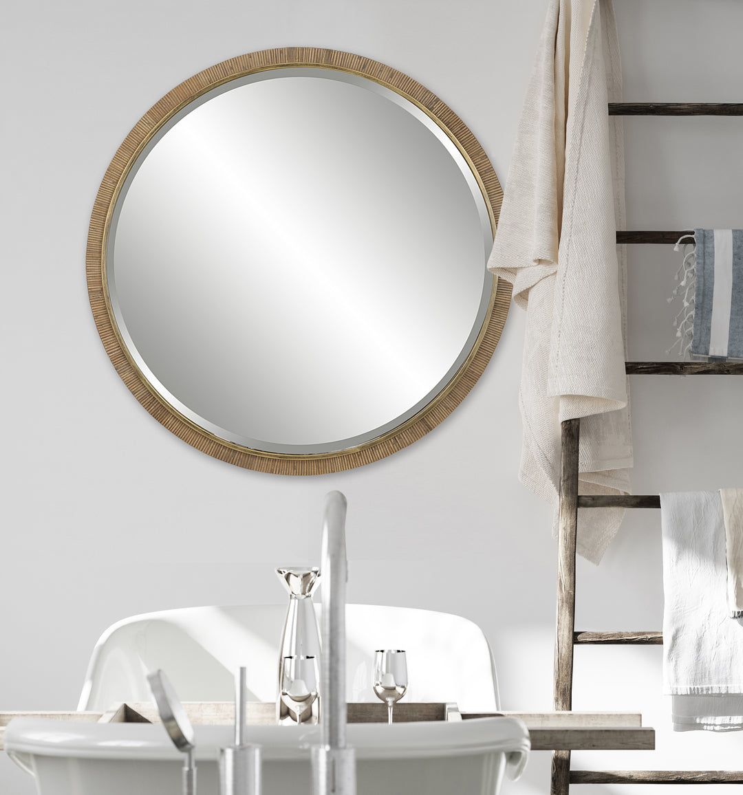 Uttermost Paradise Round Rattan Mirror