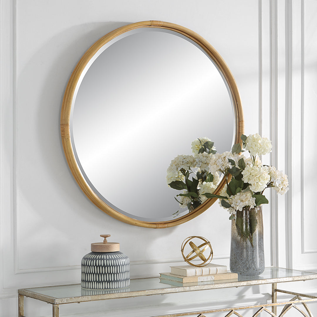 Uttermost Drift Away Rattan Round Mirror