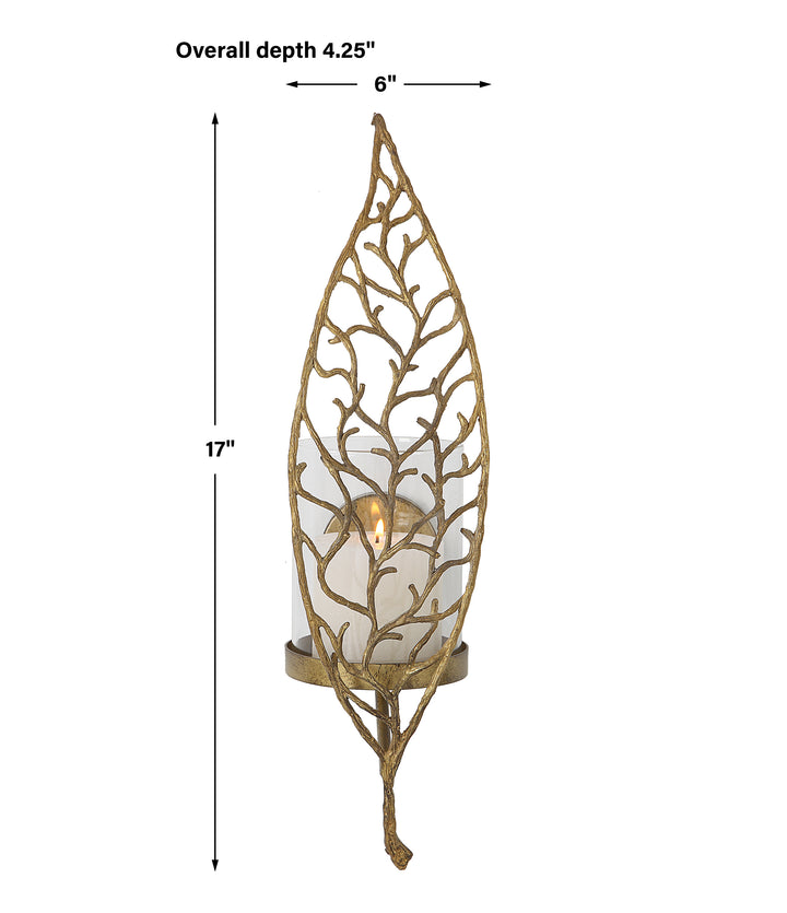 Uttermost Woodland Treasure Gold Candle Sconce