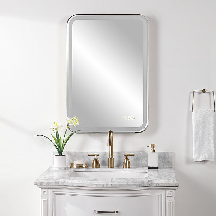 Uttermost Crofton Lighted Black Vanity Mirror