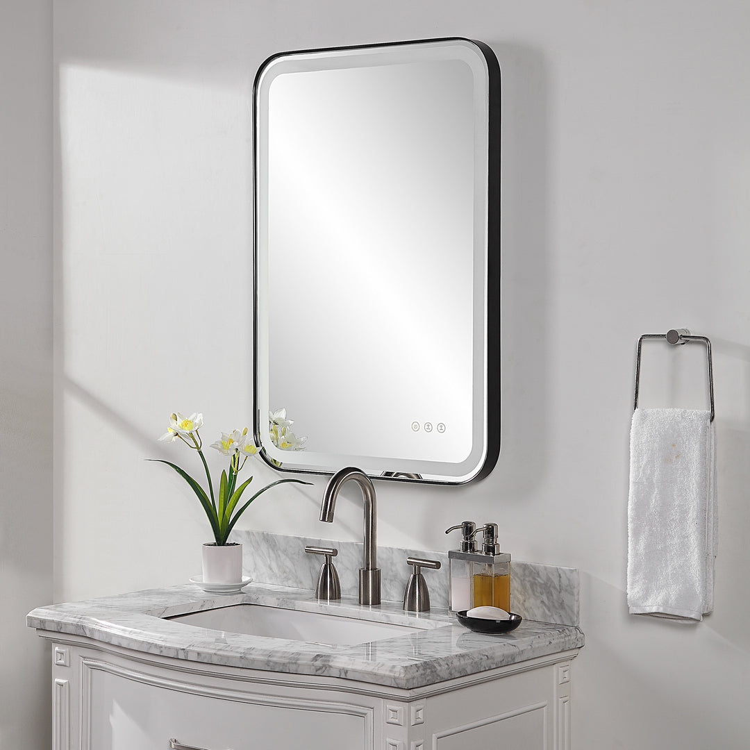 Uttermost Crofton Lighted Black Vanity Mirror