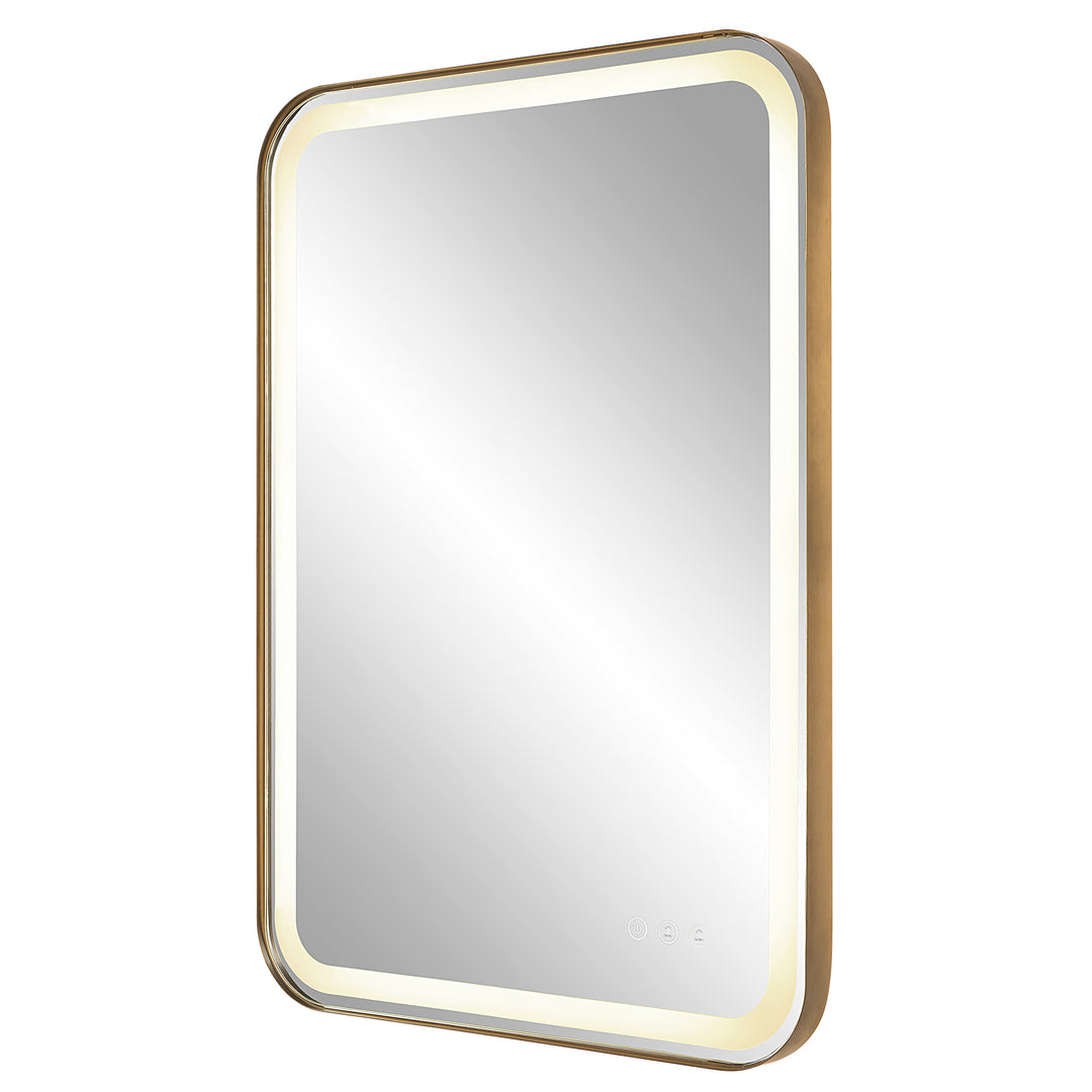 Uttermost Crofton Lighted Brass Vanity Mirror