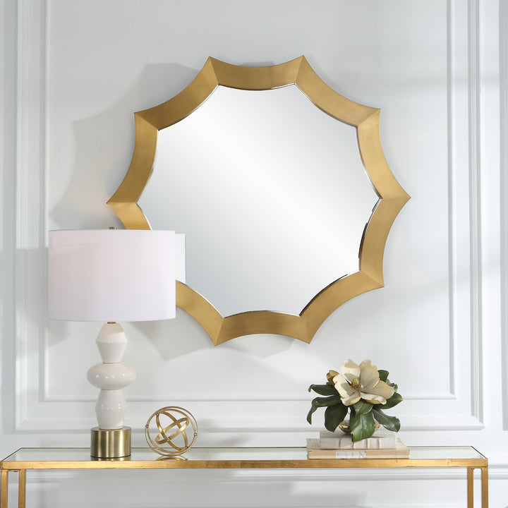 Uttermost Flare Brushed Brass Round Mirror