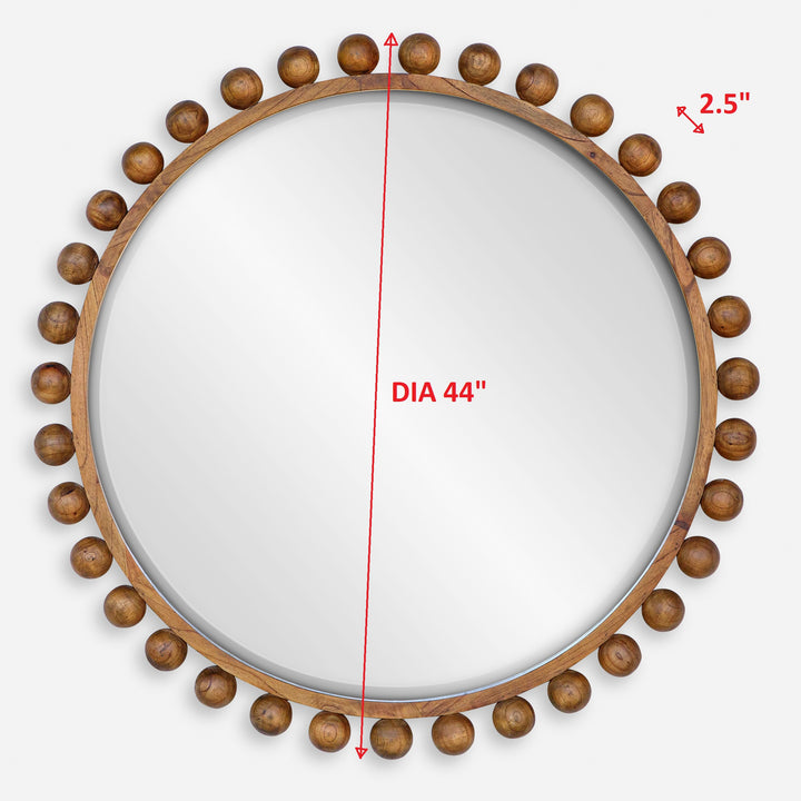 Uttermost Cyra Wood Beaded Round Mirror