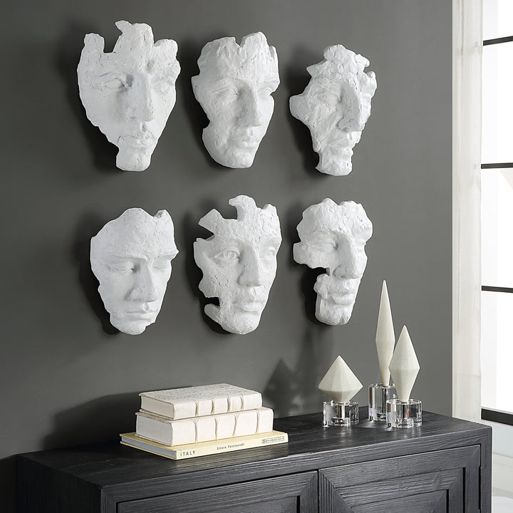 Uttermost Self-Portrait White Mask Wall Decor, Set/6