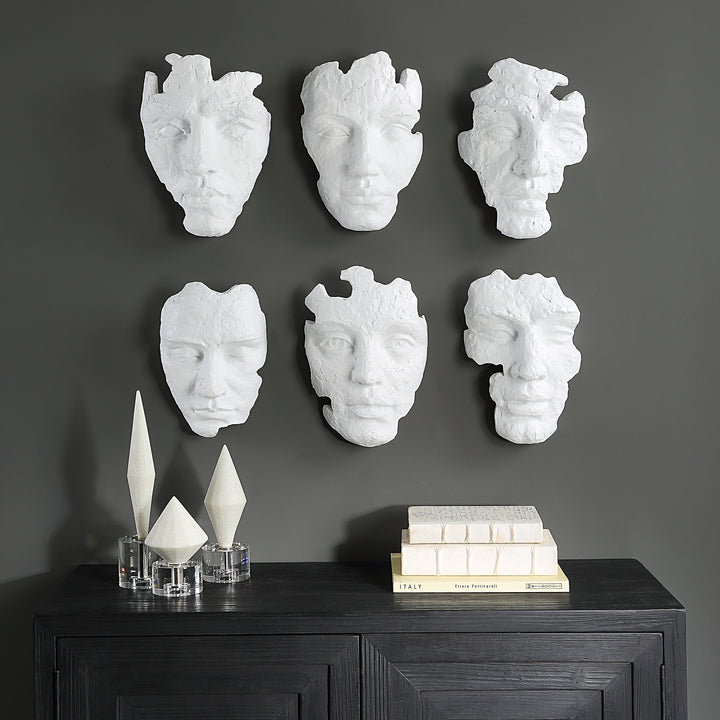 Uttermost Self-Portrait White Mask Wall Decor, Set/6