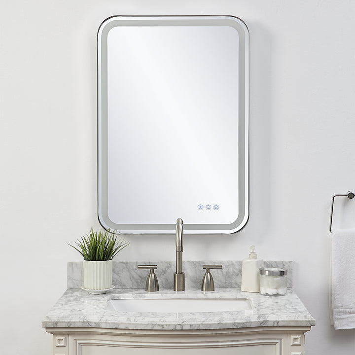 Uttermost Crofton Lighted Nickel Vanity Mirror