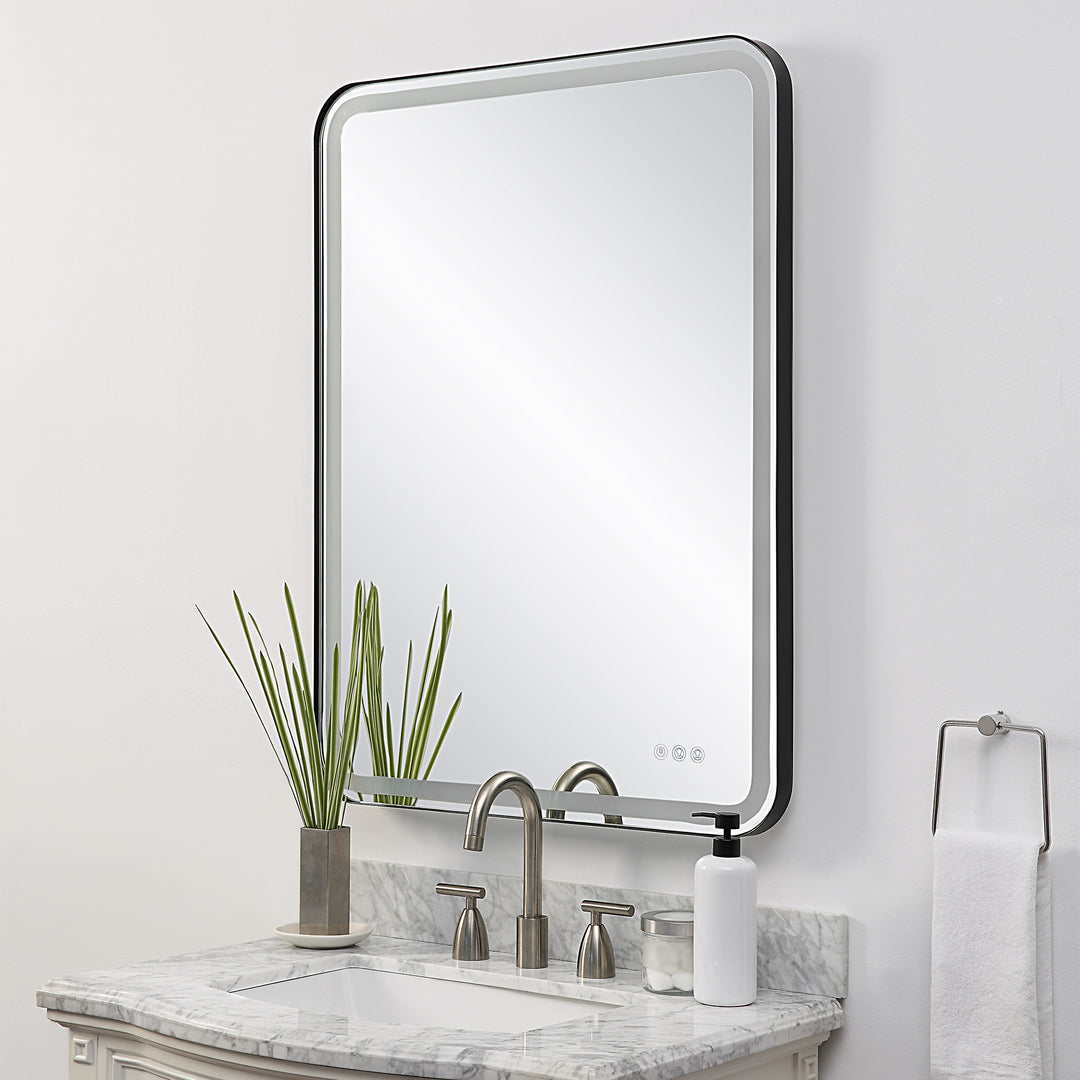 Uttermost Crofton Lighted Black Large Mirror