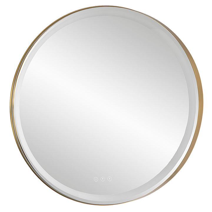 Uttermost Crofton Lighted Brass Round Mirror