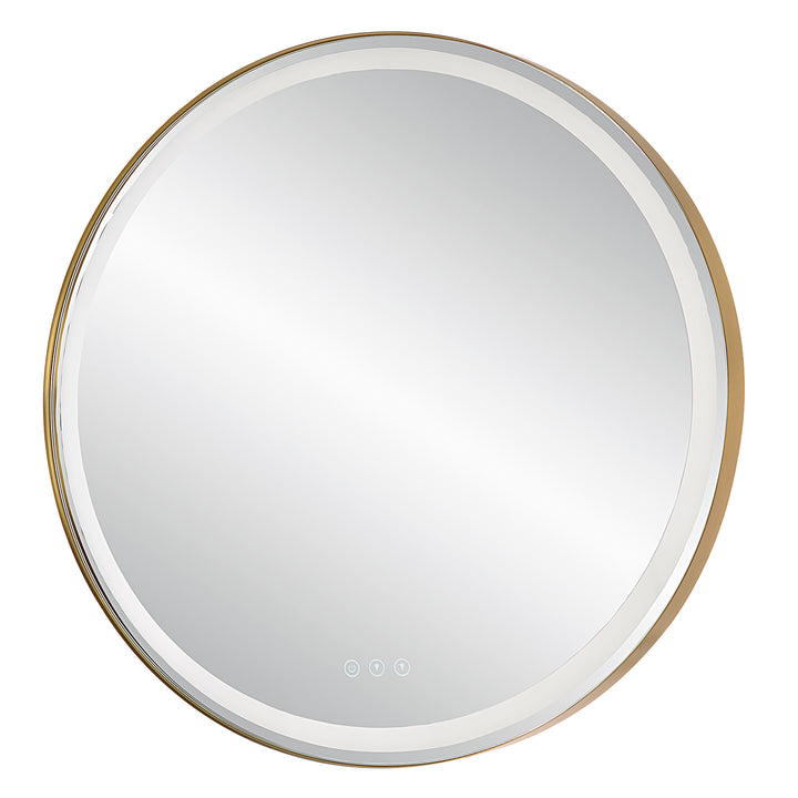 Uttermost Crofton Lighted Brass Round Mirror