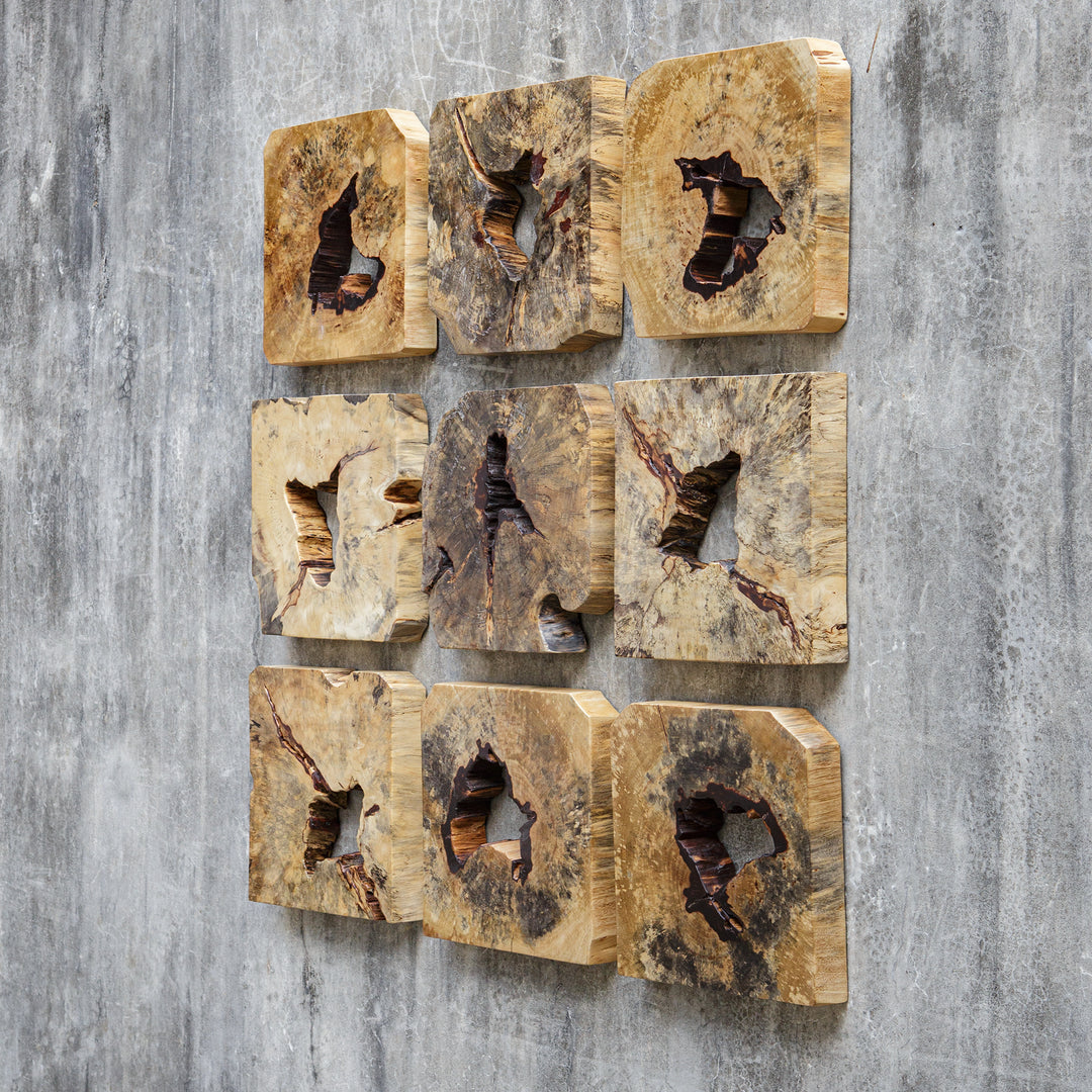 Uttermost Bahati Wood Wall Décor In Natural, S/9