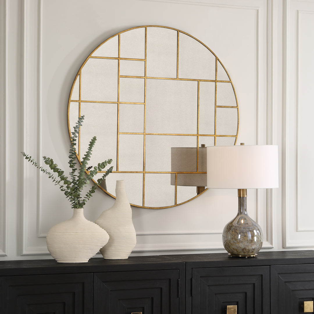 Uttermost Geometric Round Mirror