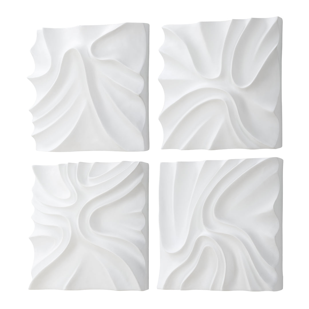 Uttermost Snowdrift Scultped White Wall Decor, S/4