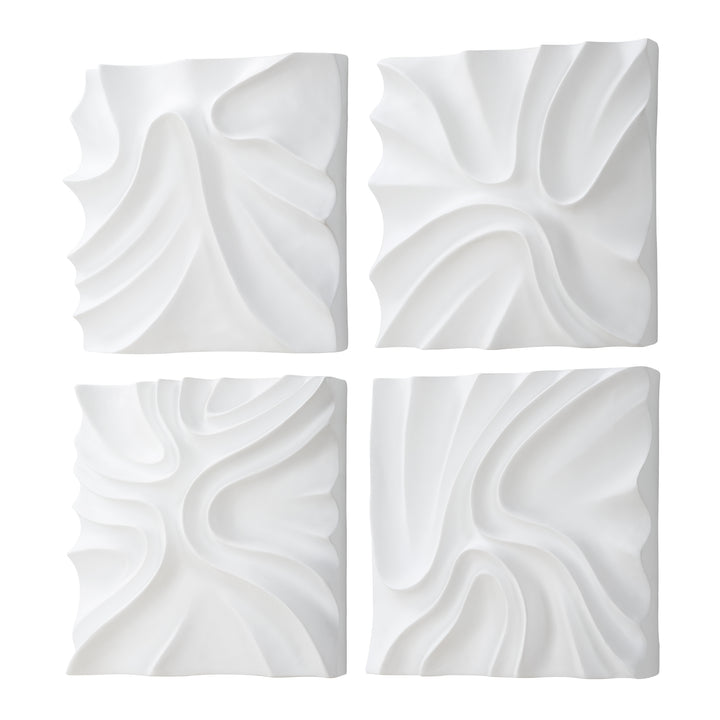 Uttermost Snowdrift Scultped White Wall Decor, S/4