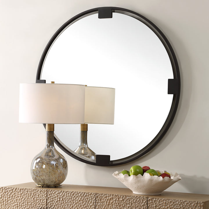 Uttermost Cornelia Black Round Mirror