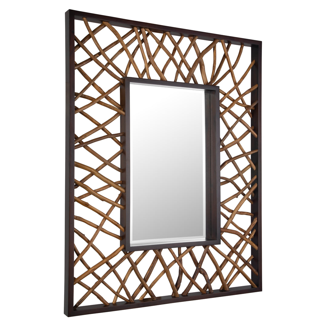 Uttermost Teak Maze Rectangle Mirror