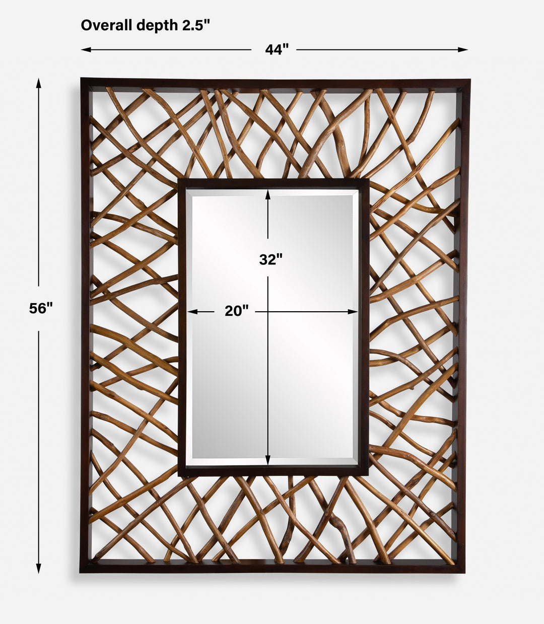 Uttermost Teak Maze Rectangle Mirror